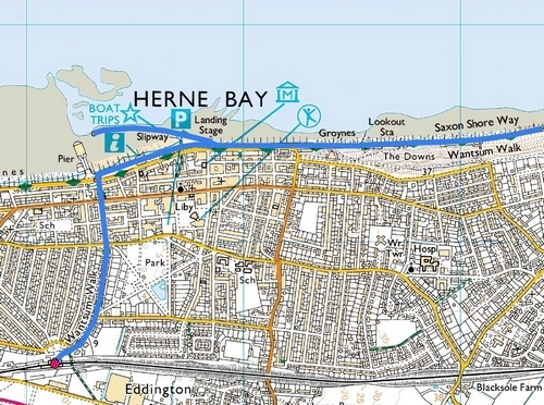 Herne Bay to Birchington; Route Map Part 1